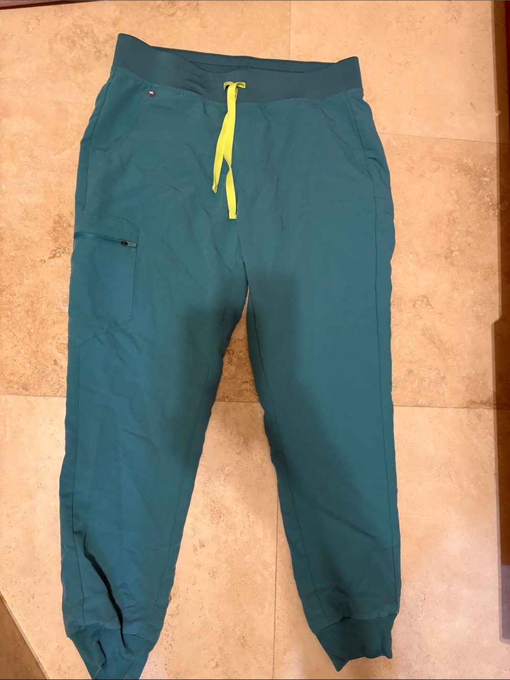 Figs Teal Jogger Pants with Neon Drawstring